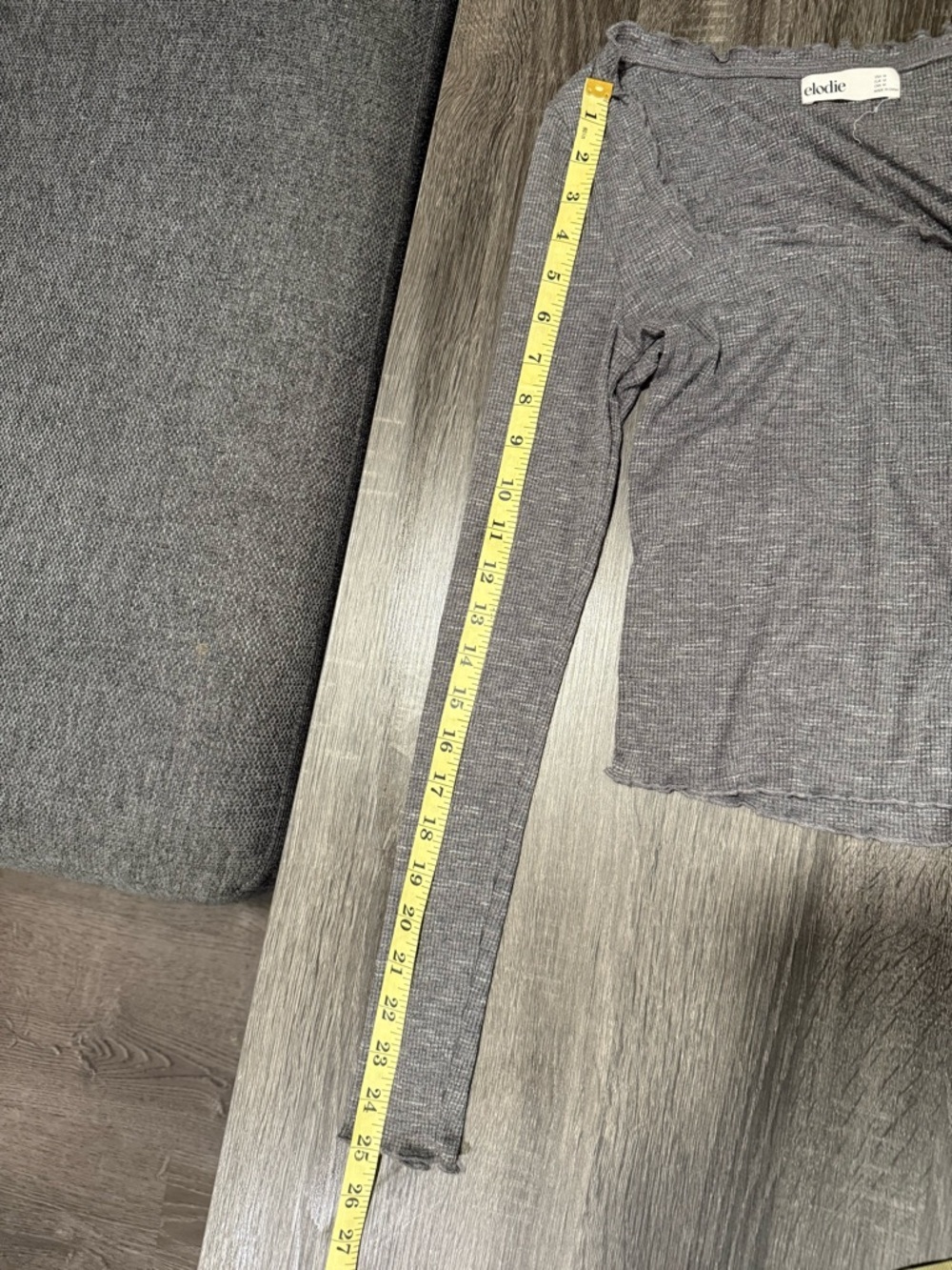 Elodie Gray Ribbed Long-Sleeve Square-Neck Top - Picture 8 of 12